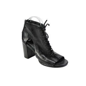 Roberto Del Carlo Womens Back Zip Lace Up Block Heel Peep Toe Pumps Black 38